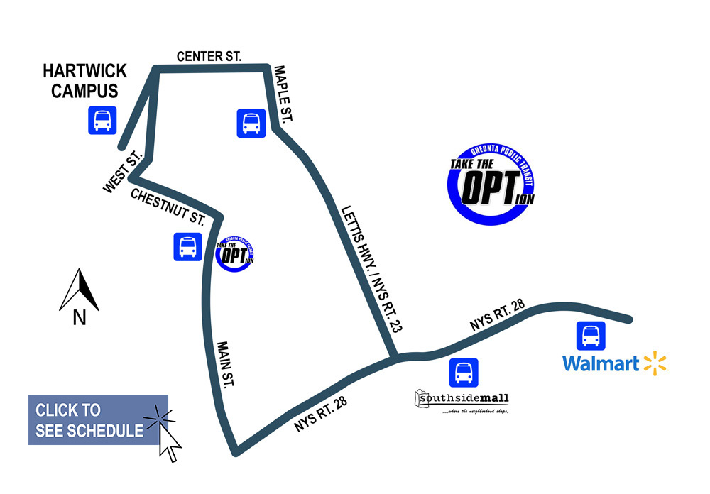 Oneonta, NY Hartwick College bus route